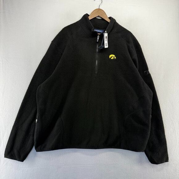 Iowa Hawkeyes Sweater Mens 3XL Black 1/4 Quarter Zip Pullover Fleece Pockets NEW - Picture 2 of 13
